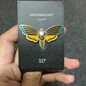 Enamel Pin with Crystal Skull Brand New - 2” wide